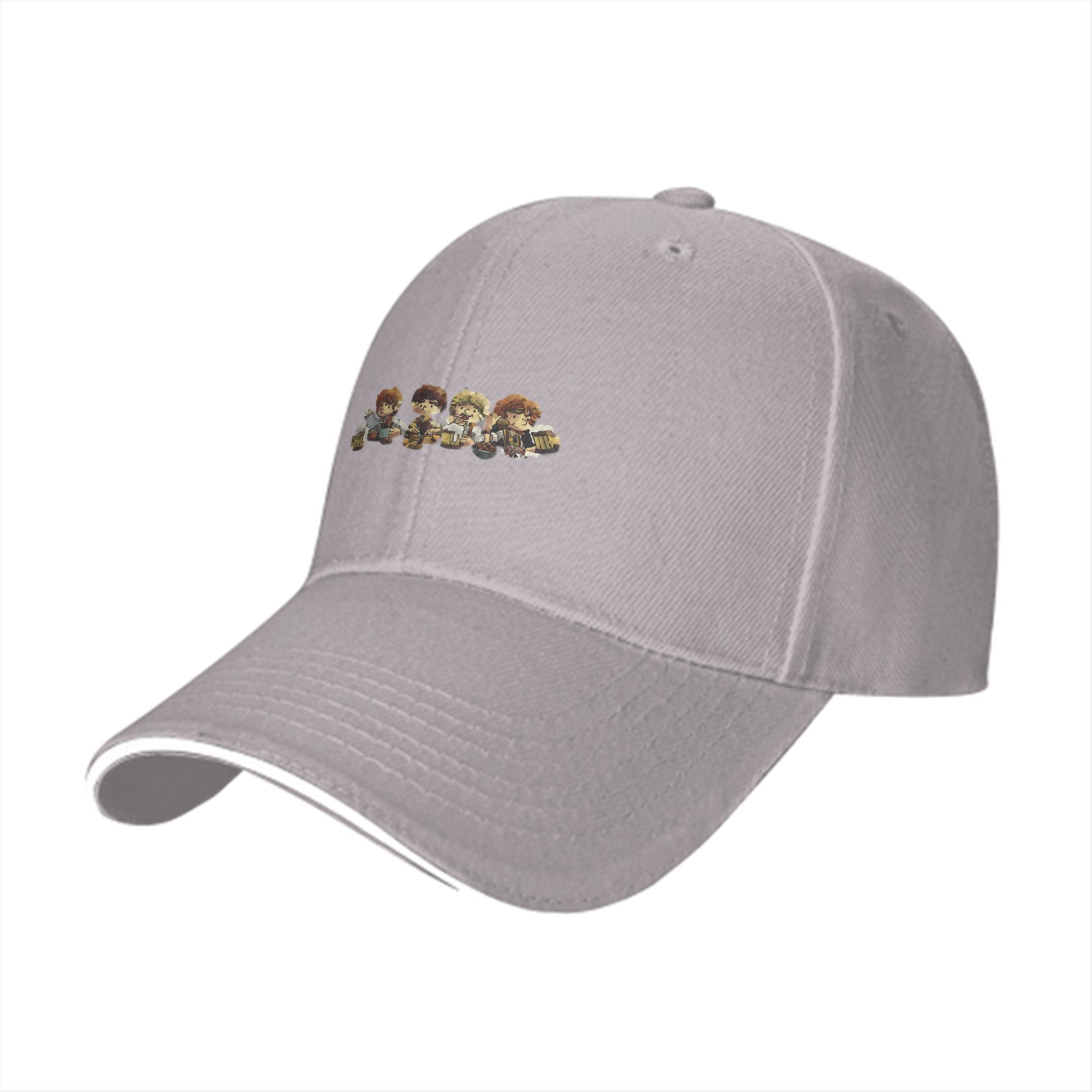Black Baseball Cap With Four Fantasy Halfling Characters Print