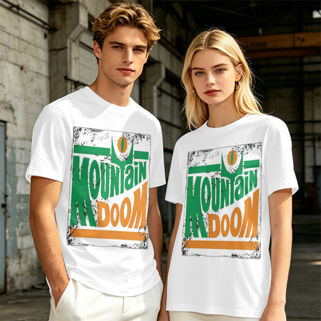Olive T-shirt with Mountain Doom Themed Graphic Print