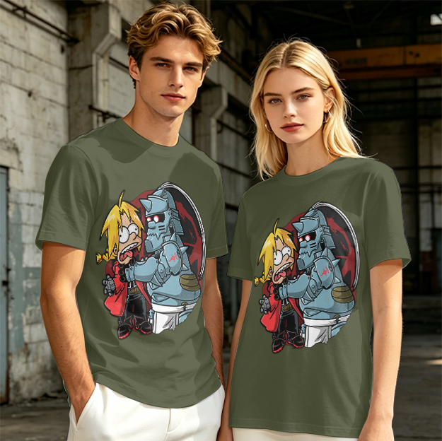 Fullmetal Alchemist Elric Brothers Cartoon Graphic T-Shirt