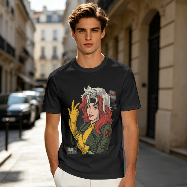 Olive T-shirt with Rogue X-Men Graphic Print
