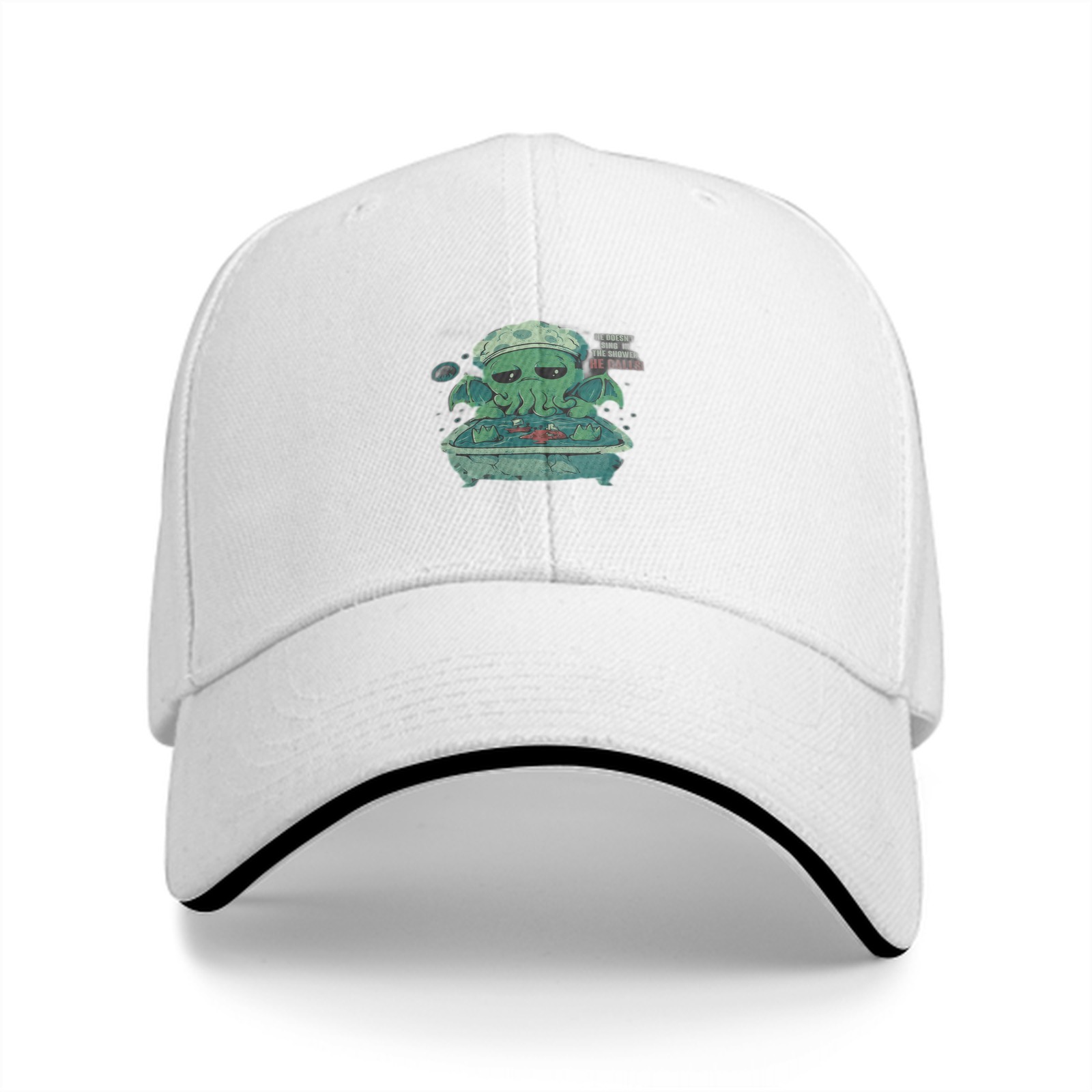 Black baseball cap with Cthulhu bathing graphic