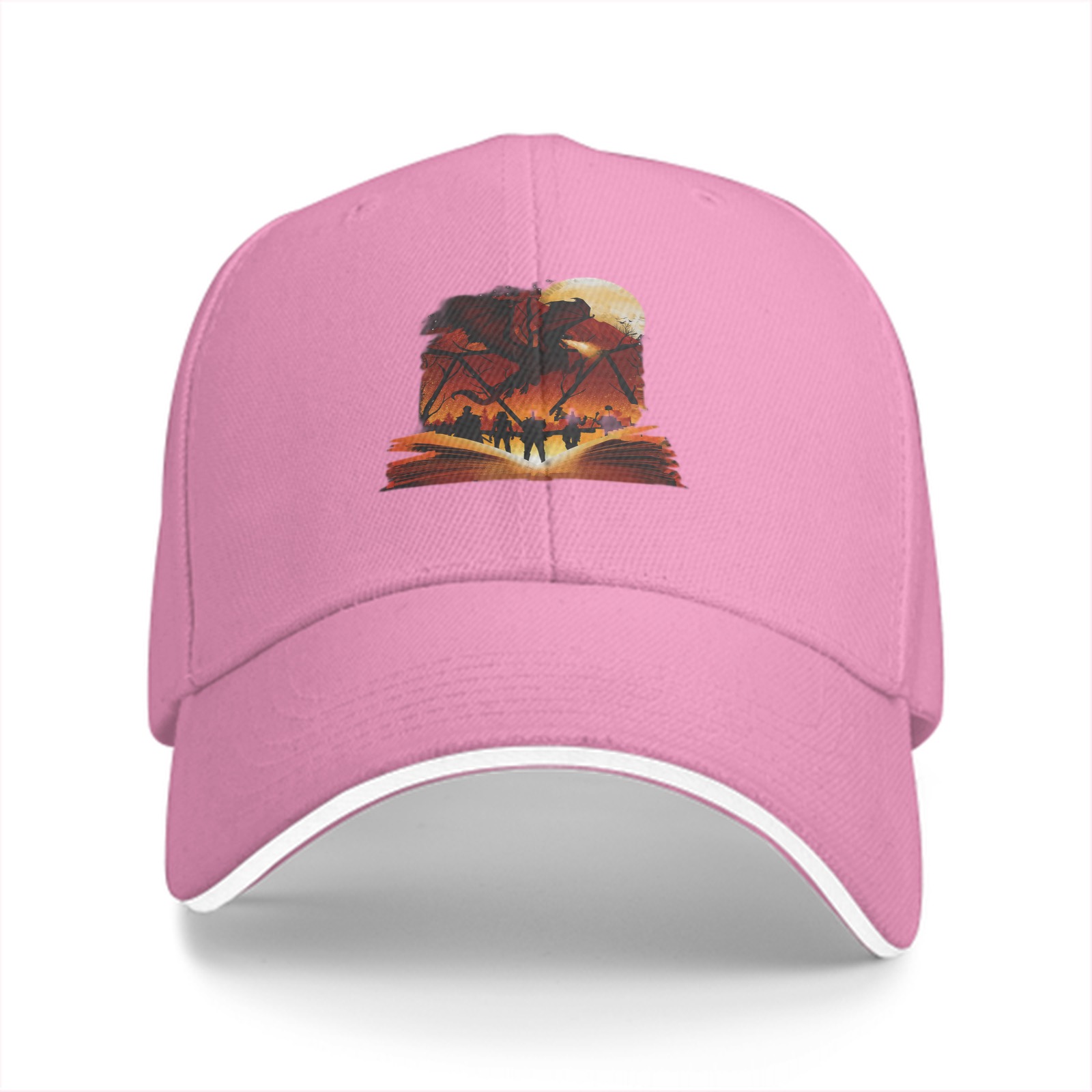 Black Baseball Cap With Fantasy Battle Scene Book Print