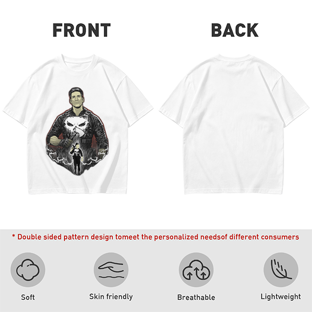Olive T-shirt with Punisher Skull Graphic Art Print