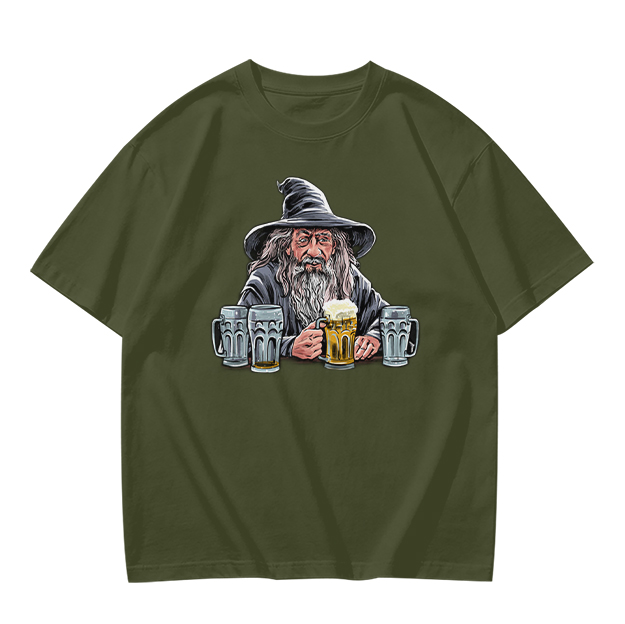 Gandalf with Beer Mugs Funny Wizard Graphic T-Shirt