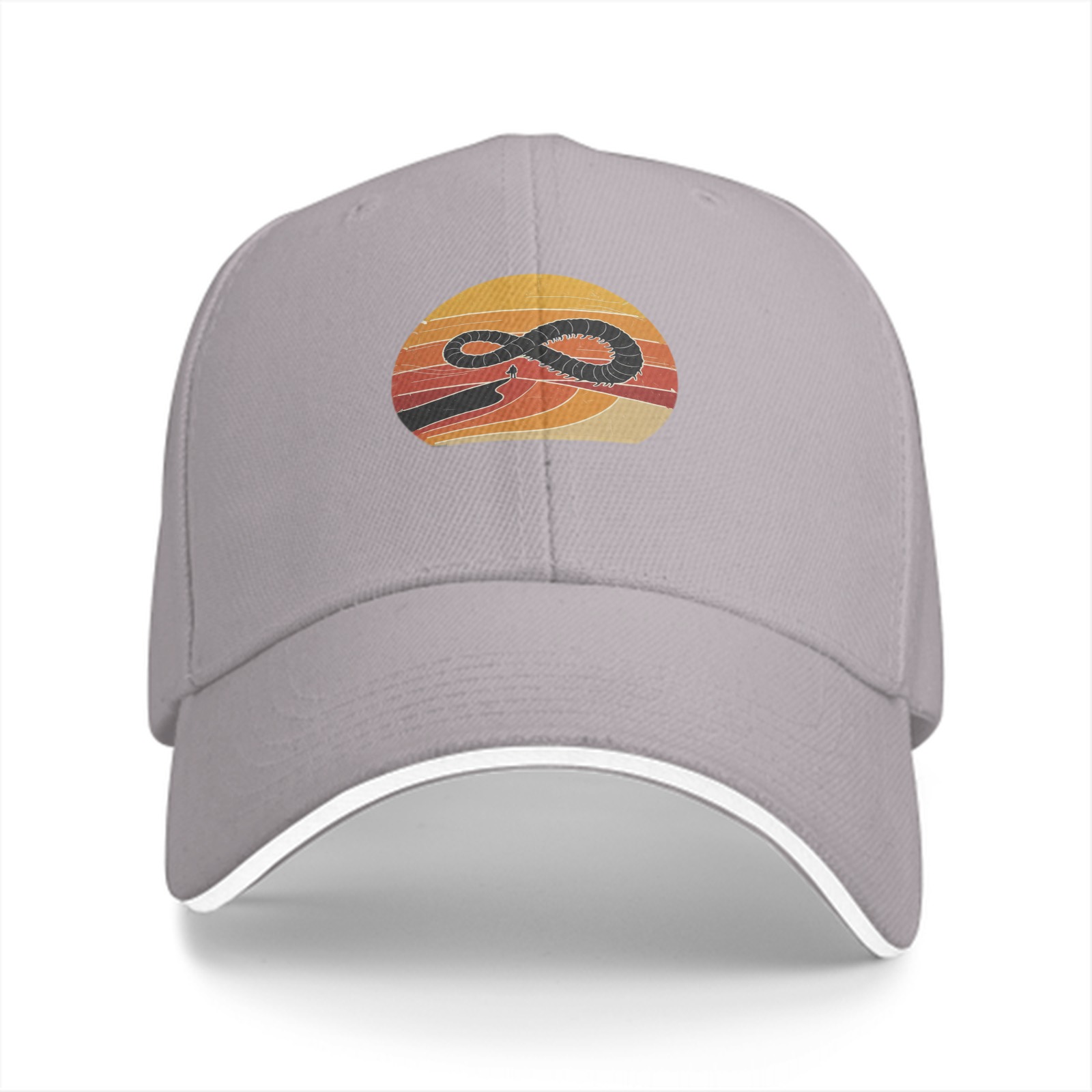 Black Baseball Cap With Retro Sunset Infinity Symbol Graphic