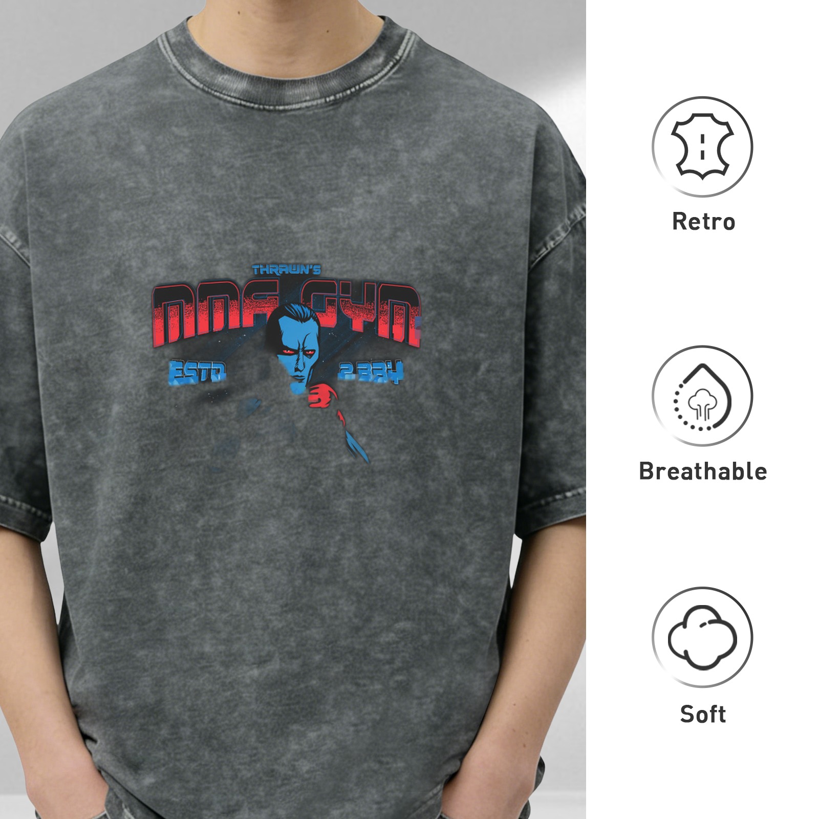 Thrawn's MMA Gym Estd 2384 Acid Wash Graphic T-Shirt