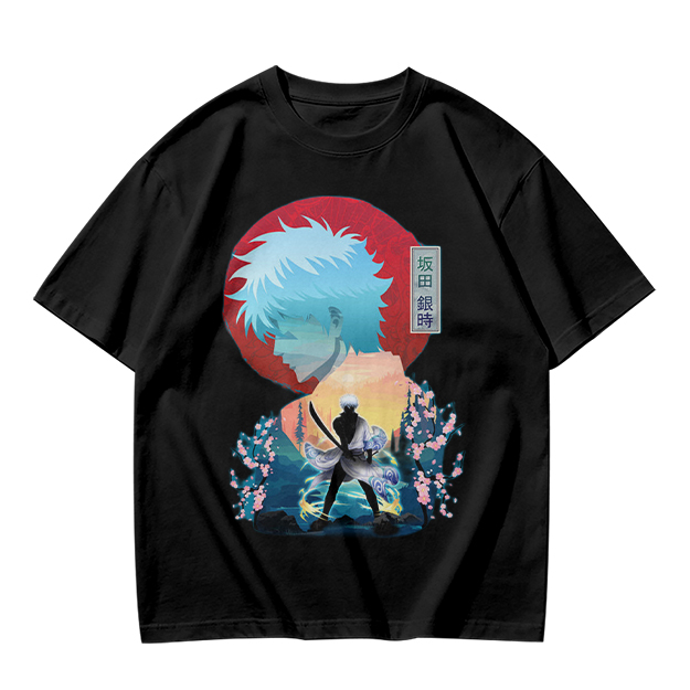 Anime samurai graphic olive green casual t-shirt