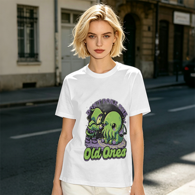 Don't Poke The Old Ones Cute Cthulhu Graphic T-Shirt