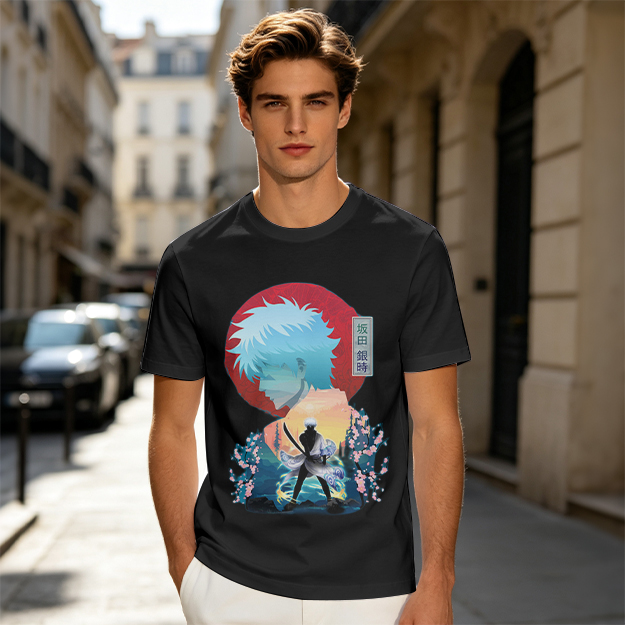Anime samurai graphic olive green casual t-shirt