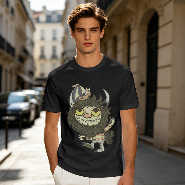Olive T-Shirt With Where the Wild Things Art Print
