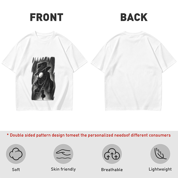 Olive T-Shirt with Noir Spider-Man in Rain Art Print