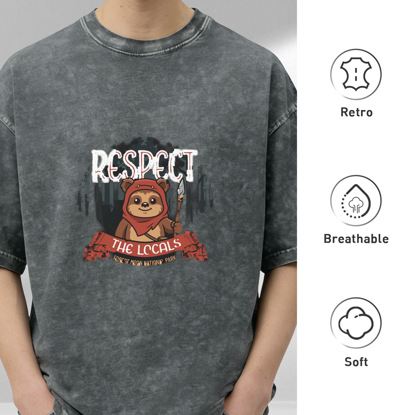 Respect The Locals Ewok Graphic Vintage T-Shirt