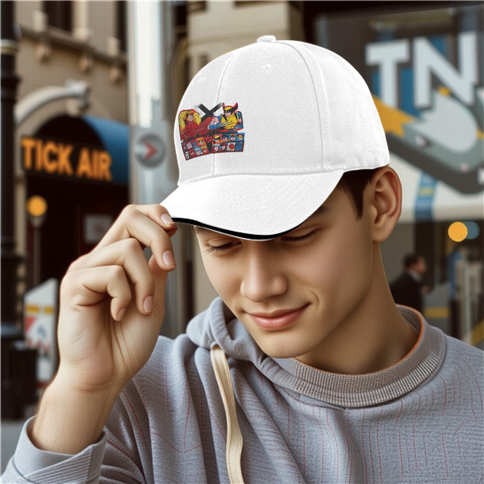 Black baseball cap with X-Men Wolverine vs Sabretooth graphic
