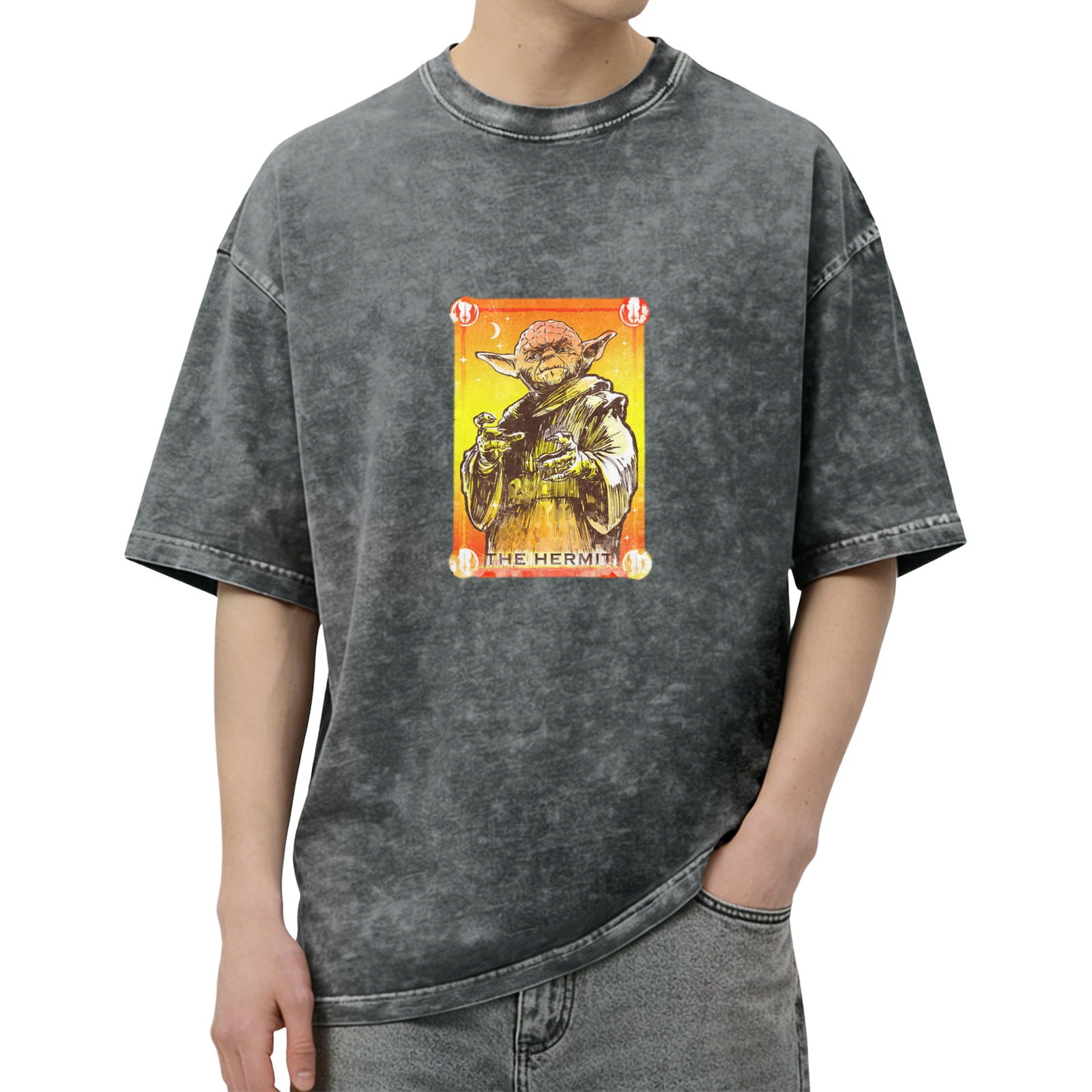 Yoda The Hermit Tarot Card Graphic Stonewashed T-Shirt