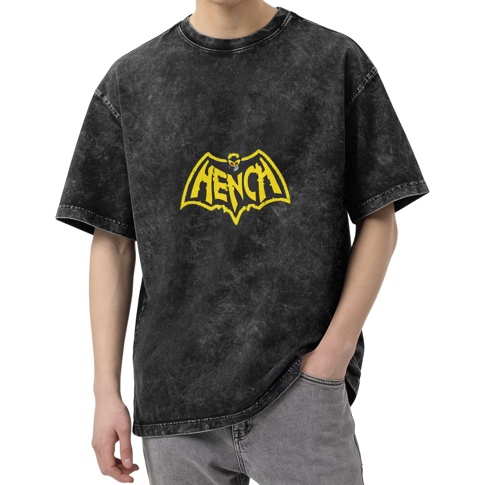 Hench Bat Graphic Acid Wash T-Shirt
