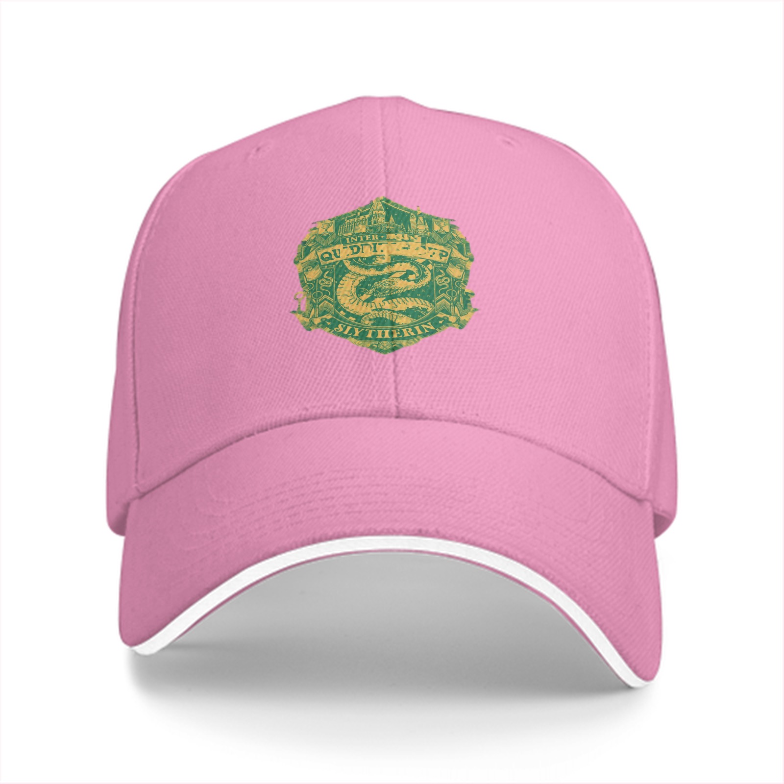 Black baseball cap with Slytherin Quidditch crest design
