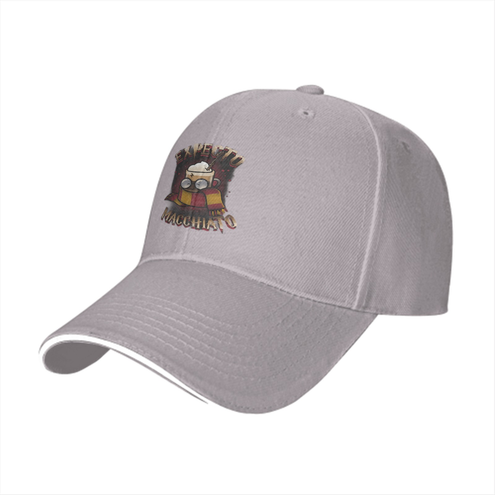 Black baseball cap with Expecto Macchiato coffee wizard print