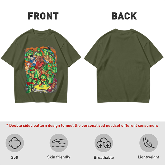 Olive Green Teenage Mutant Ninja Turtles Group Graphic T-Shirt