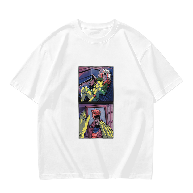 Olive T-Shirt with Comic Style Superhero Graphic Print