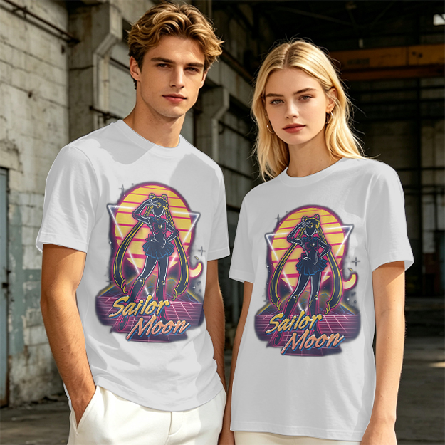 Olive Green Sailor Moon Retro Synthwave Graphic T-Shirt