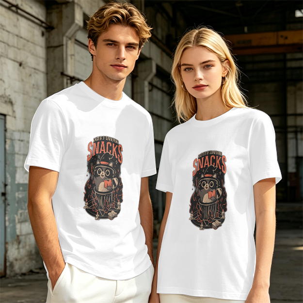 Olive T-Shirt With Raccoon Wizard Snacks Graphic Print