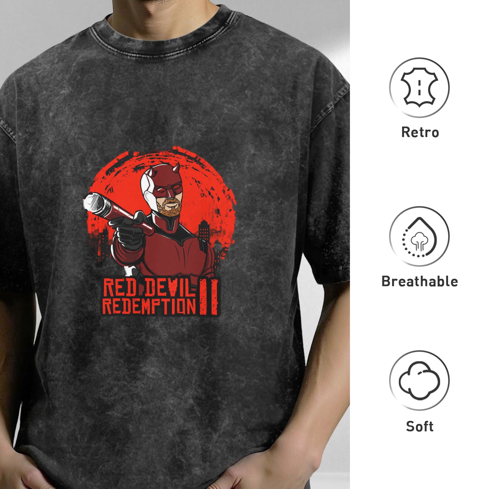Red Devil Redemption II Graphic Vintage Wash T-Shirt