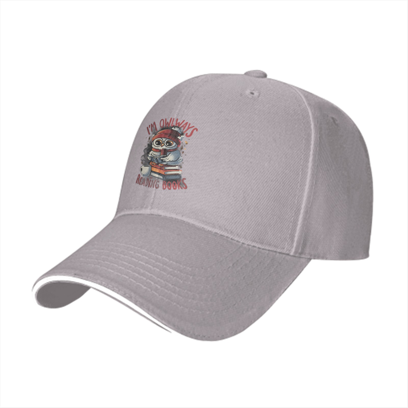 Black baseball cap with owl reading books pun graphic