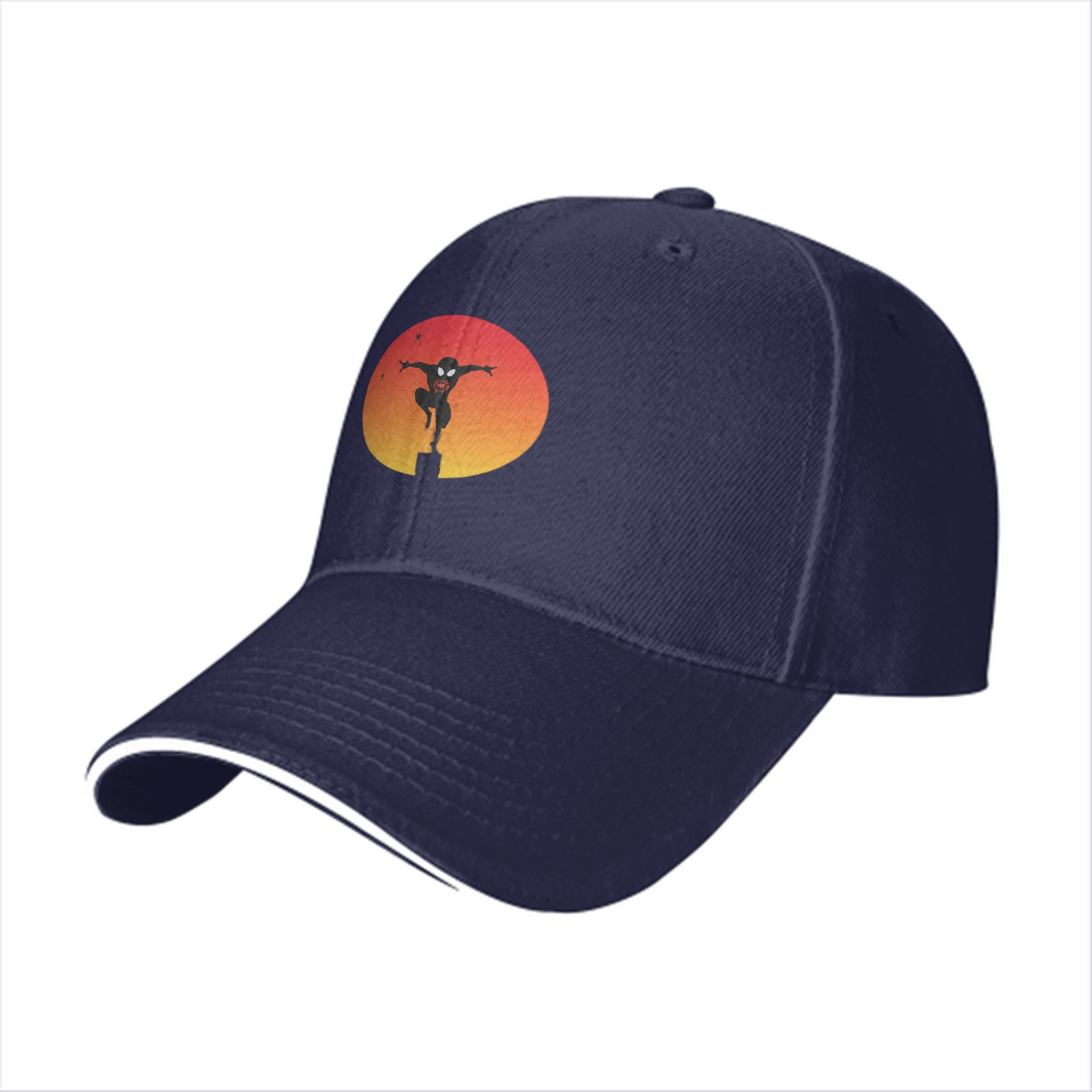 Black Baseball Cap With Ninja Silhouette Sunset Graphic