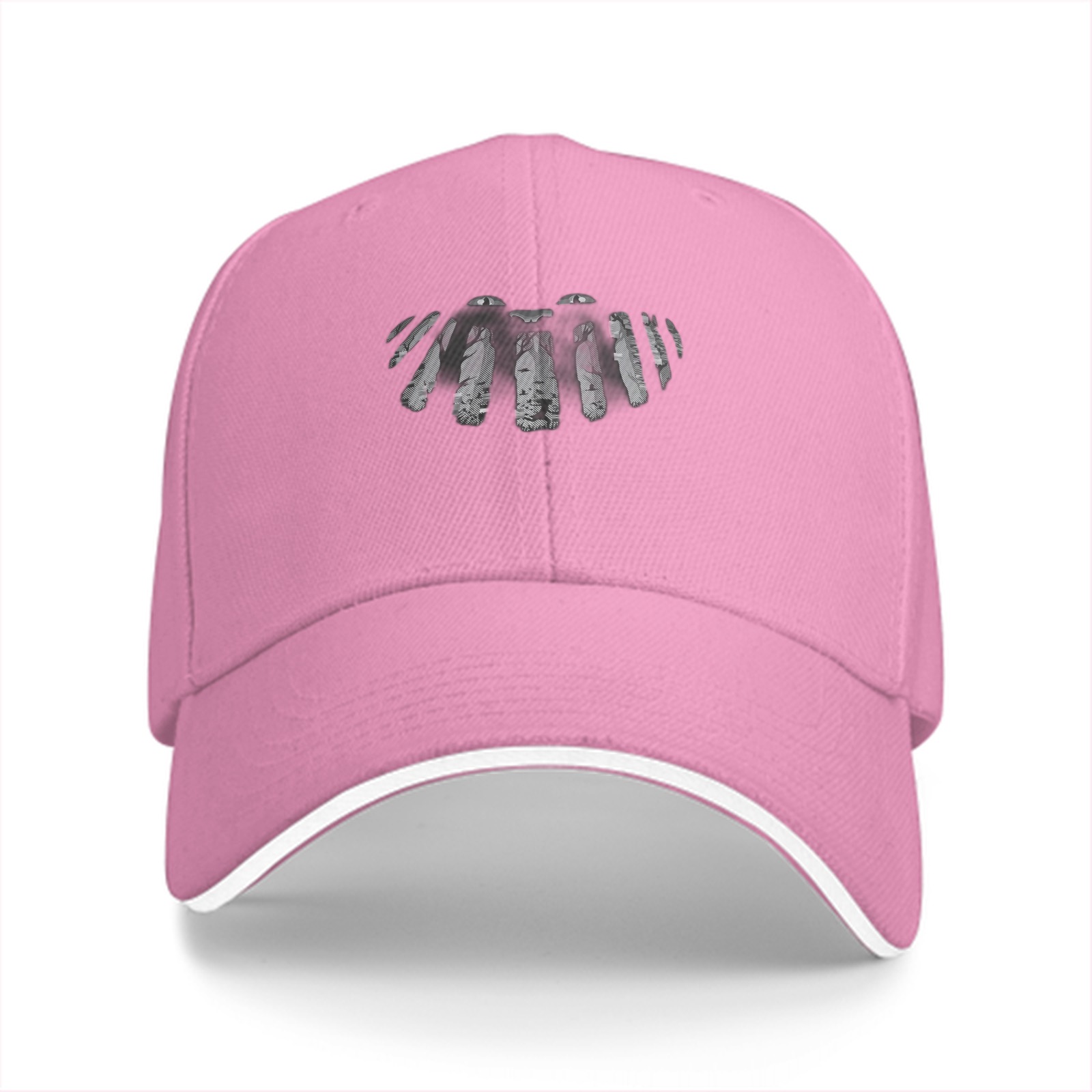 Black Baseball Cap With Distressed Skeleton Hand Print Design