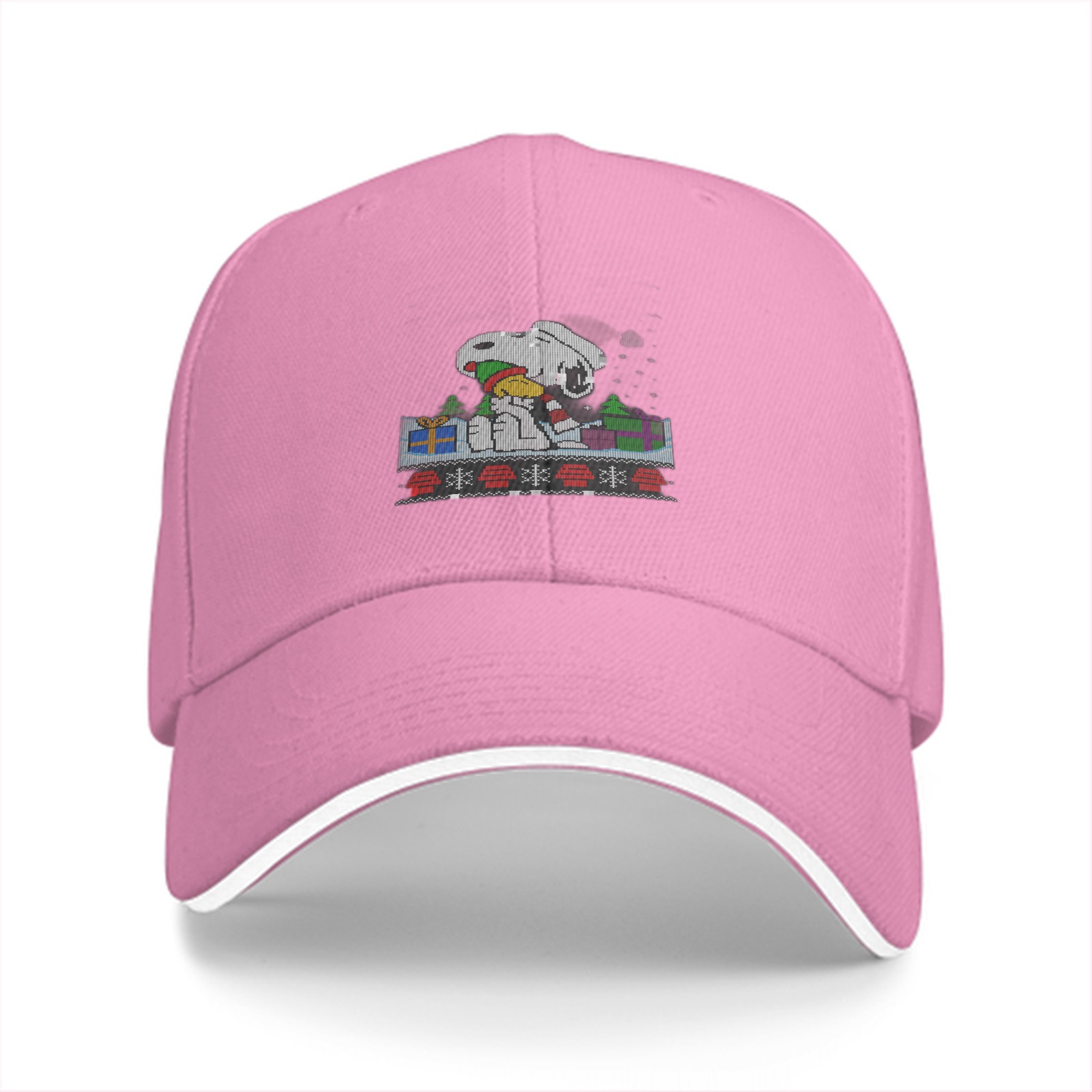 Black Baseball Cap with Snoopy Christmas Holiday Graphic
