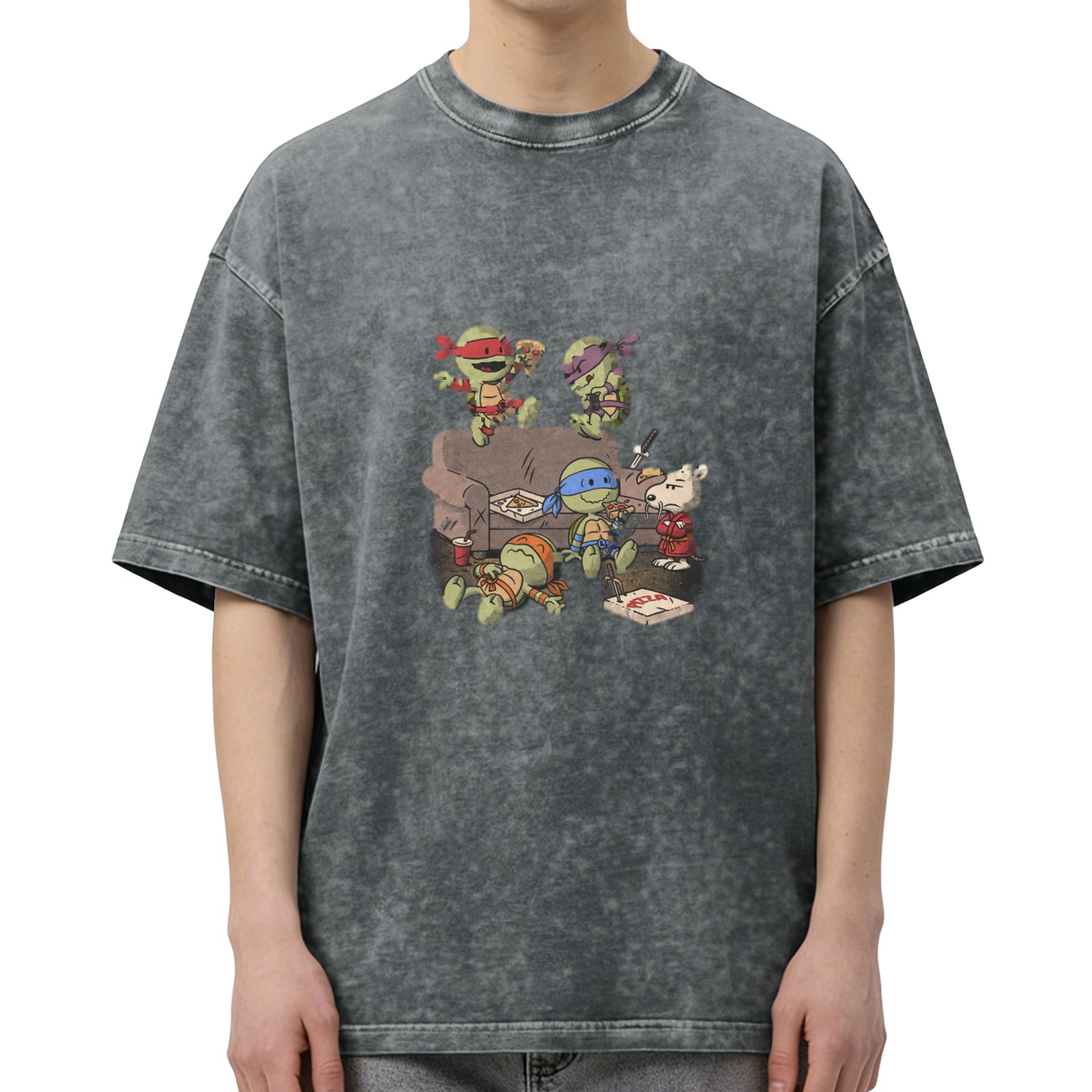Teenage Mutant Ninja Turtles Pizza Party Vintage Wash Graphic T-Shirt
