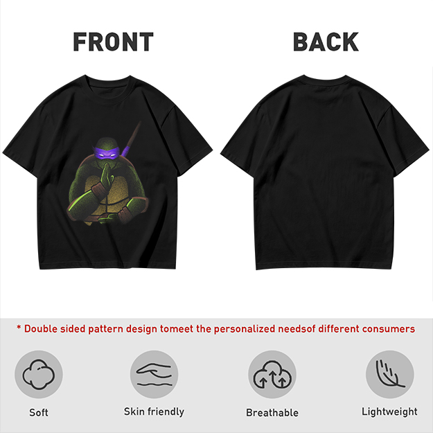 Olive Green T-Shirt Featuring Purple Masked Ninja Turtle Graphic