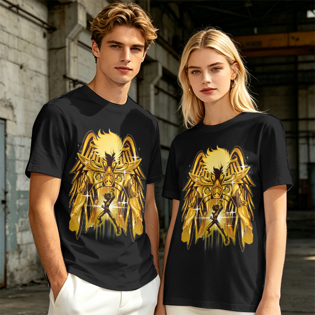 Olive T-Shirt With Gold Pegasus Armor Anime Graphic