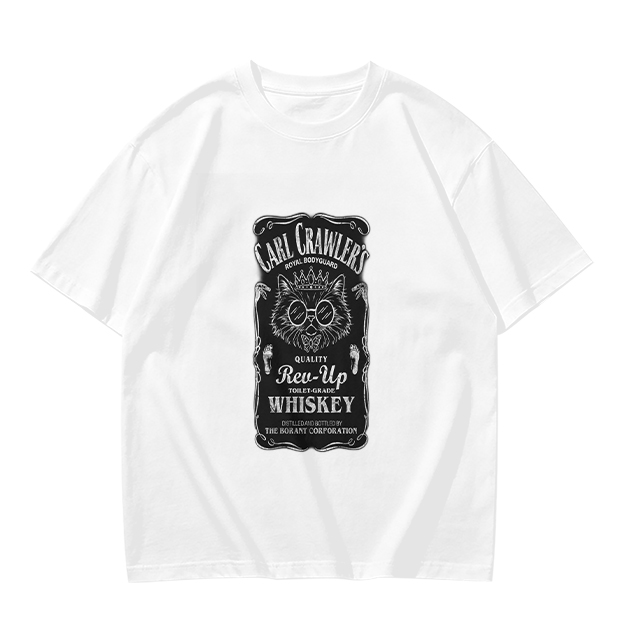 Olive T-Shirt with Carl Crawler's Whiskey Cat Graphic Print