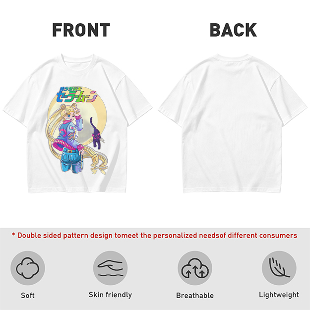 Olive anime graphic t-shirt featuring Usagi and Luna