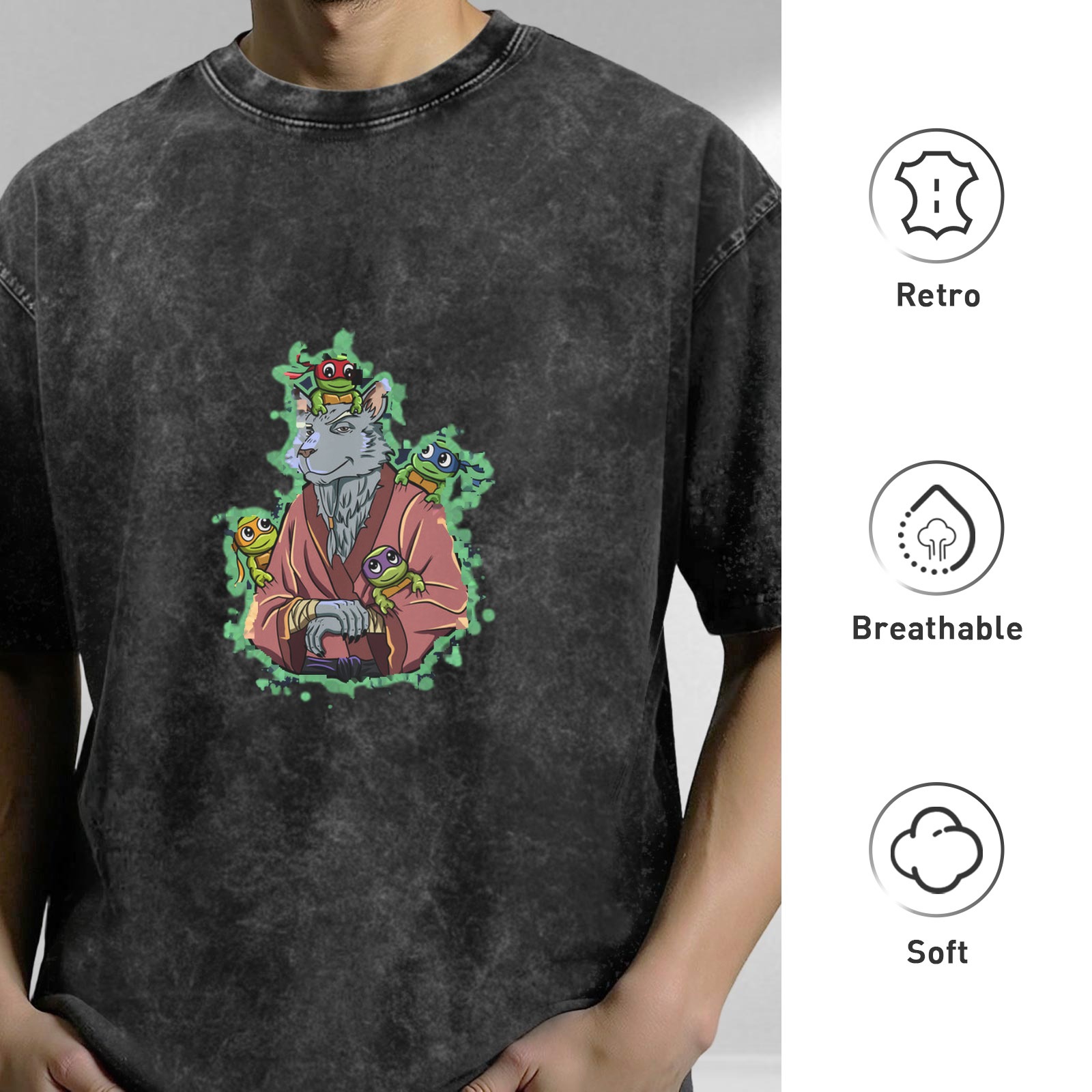 Teenage Mutant Ninja Turtles Splinter Graphic Vintage Wash T-Shirt