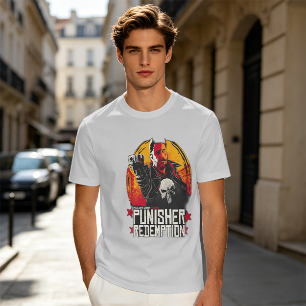 Olive Green Punisher Redemption Graphic T-Shirt