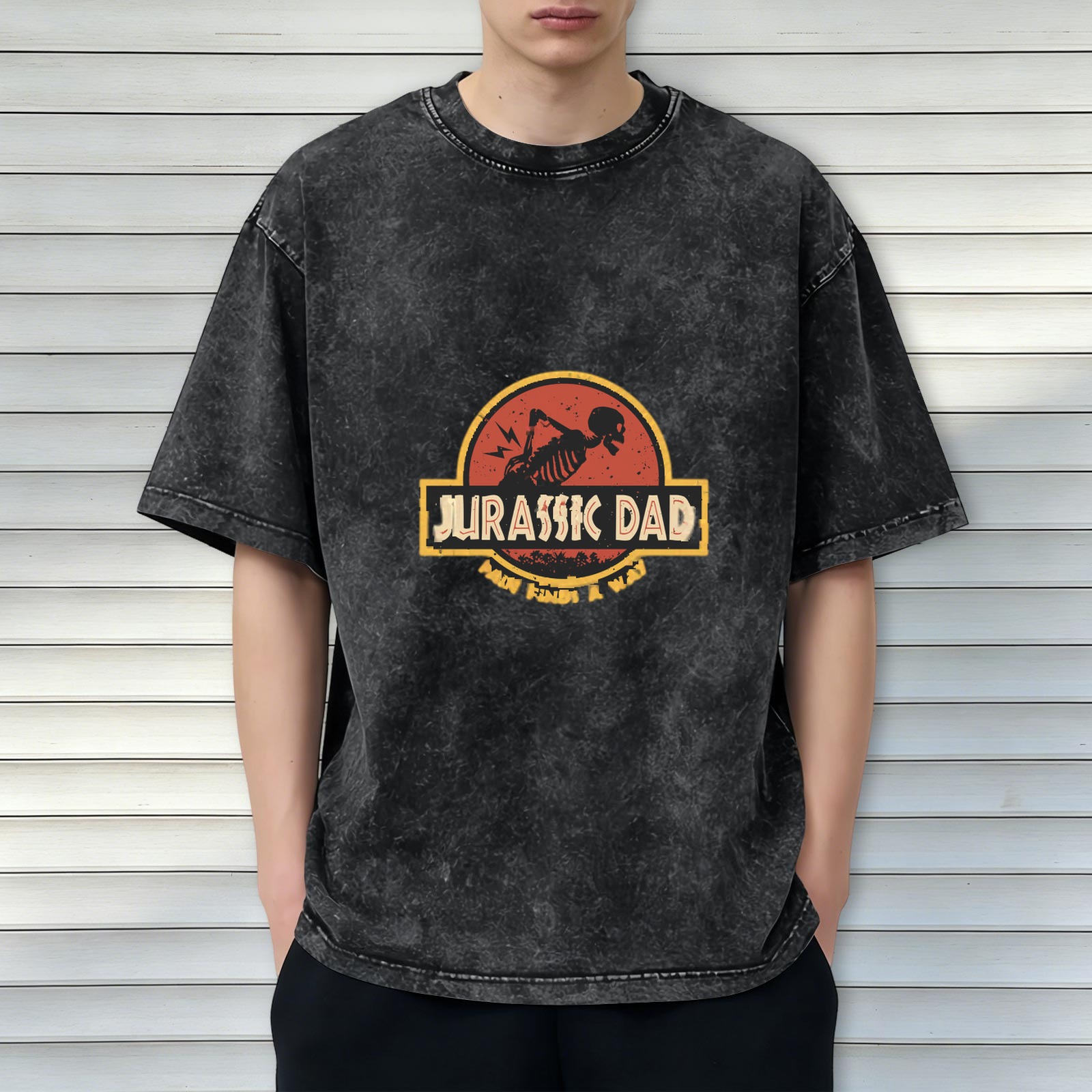 Jurassic Dad Funny Vintage Graphic Acid Wash T-Shirt for Fathers Day