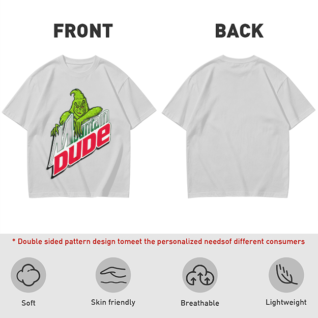 Olive T-Shirt with Grinch Mountain Dude Graphic Print