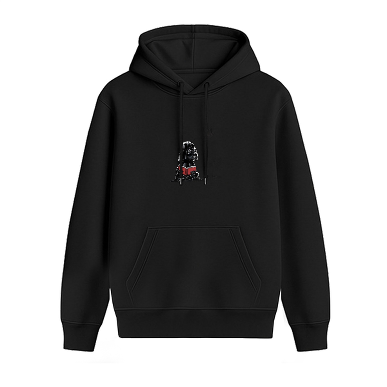 Black Hoodie With Small Darth Vader Graphic Print