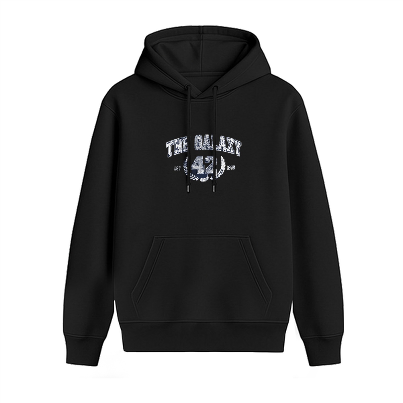 Black Hoodie With 'The Galaxy 42' Graphic Print