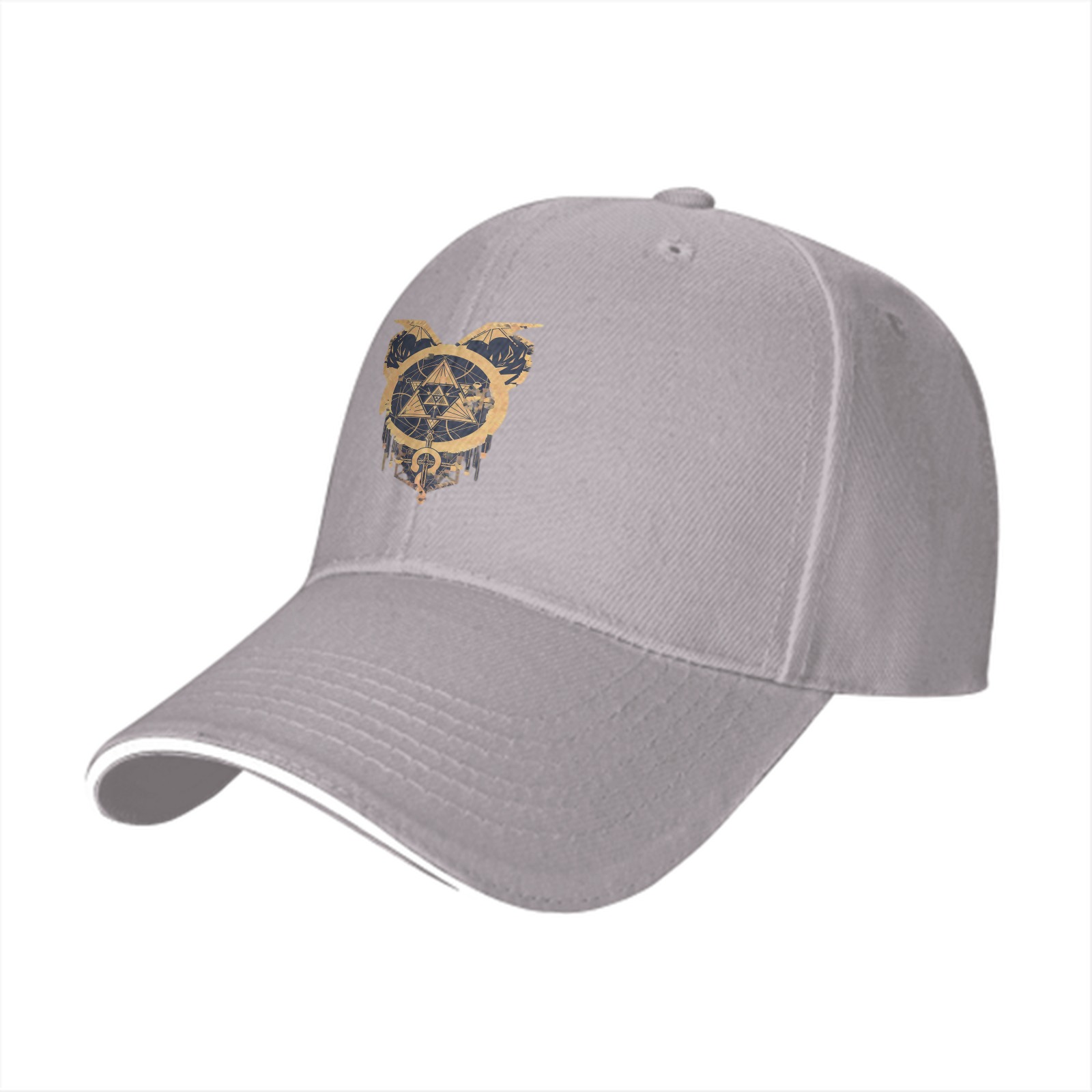 Black Baseball Cap With Golden Fantasy Crest Graphic