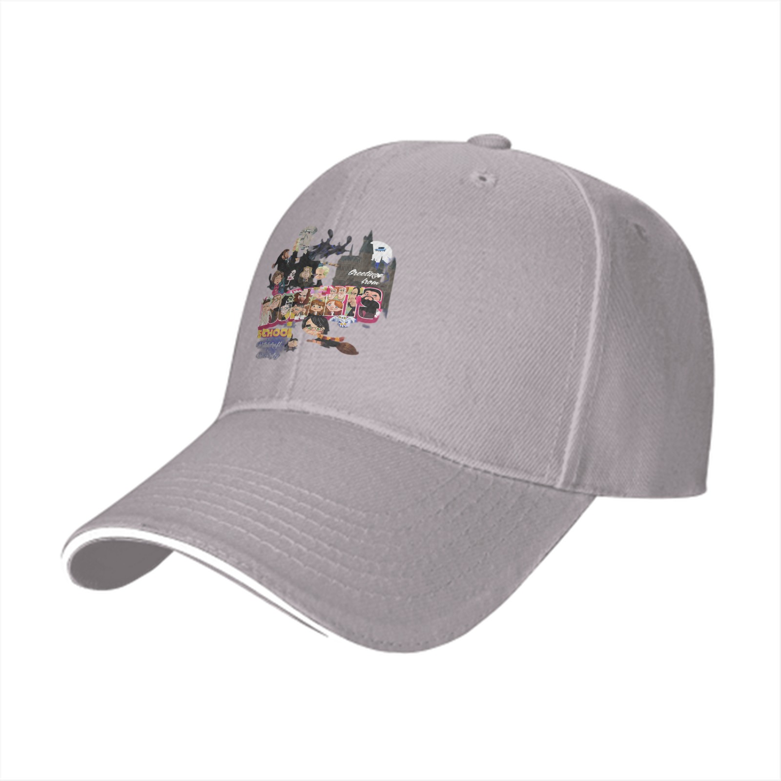 Black Baseball Cap with Wizard School Themed Character Print