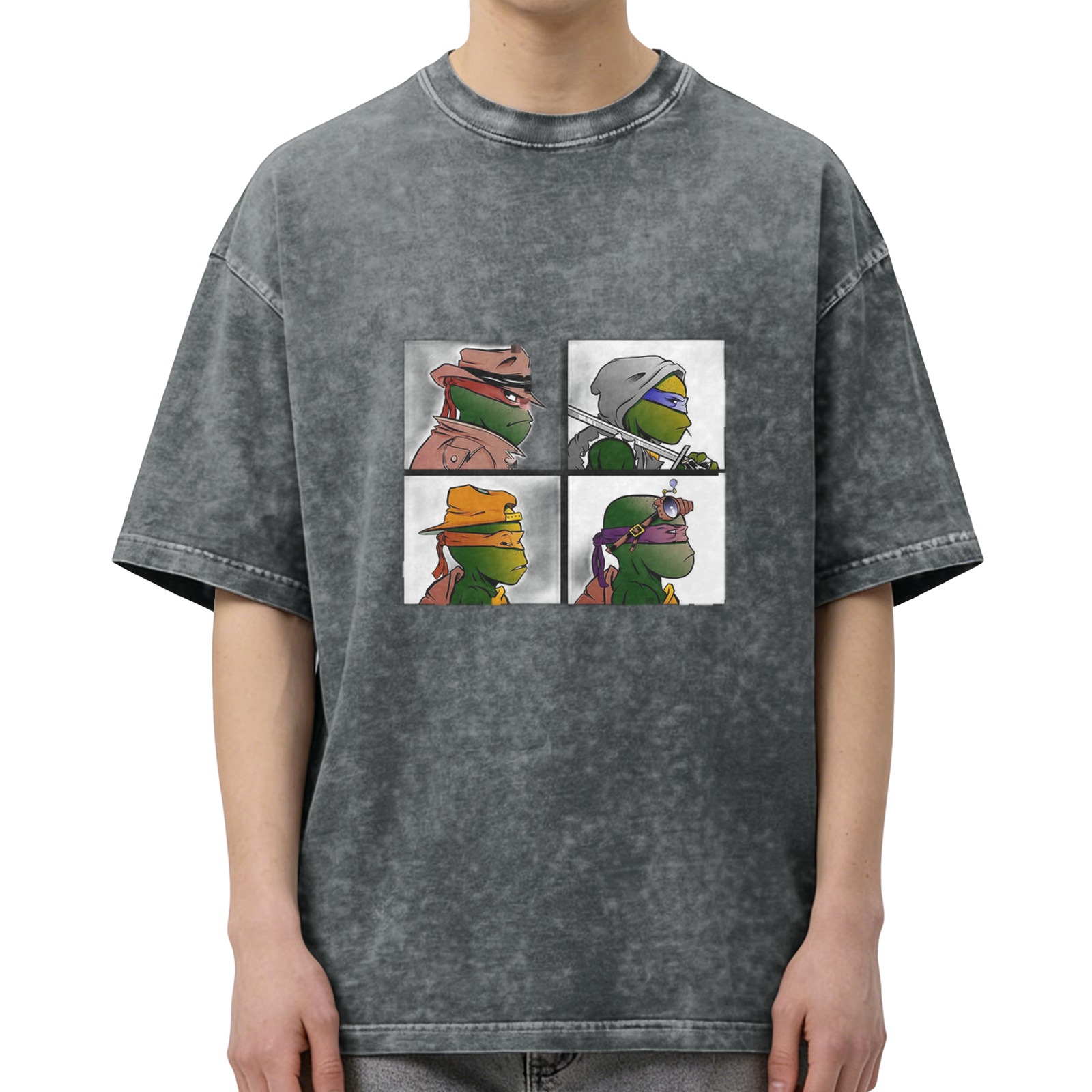 Teenage Mutant Ninja Turtles Graphic Print Acid Wash Oversized T-Shirt