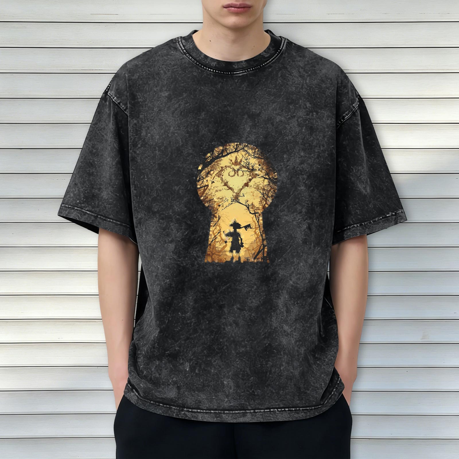 Kingdom Hearts Sora Keyhole Silhouette Vintage Wash T-Shirt