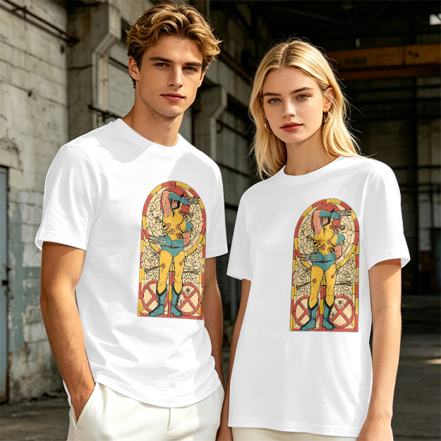 Olive T-shirt with Wolverine Stained Glass Style Print