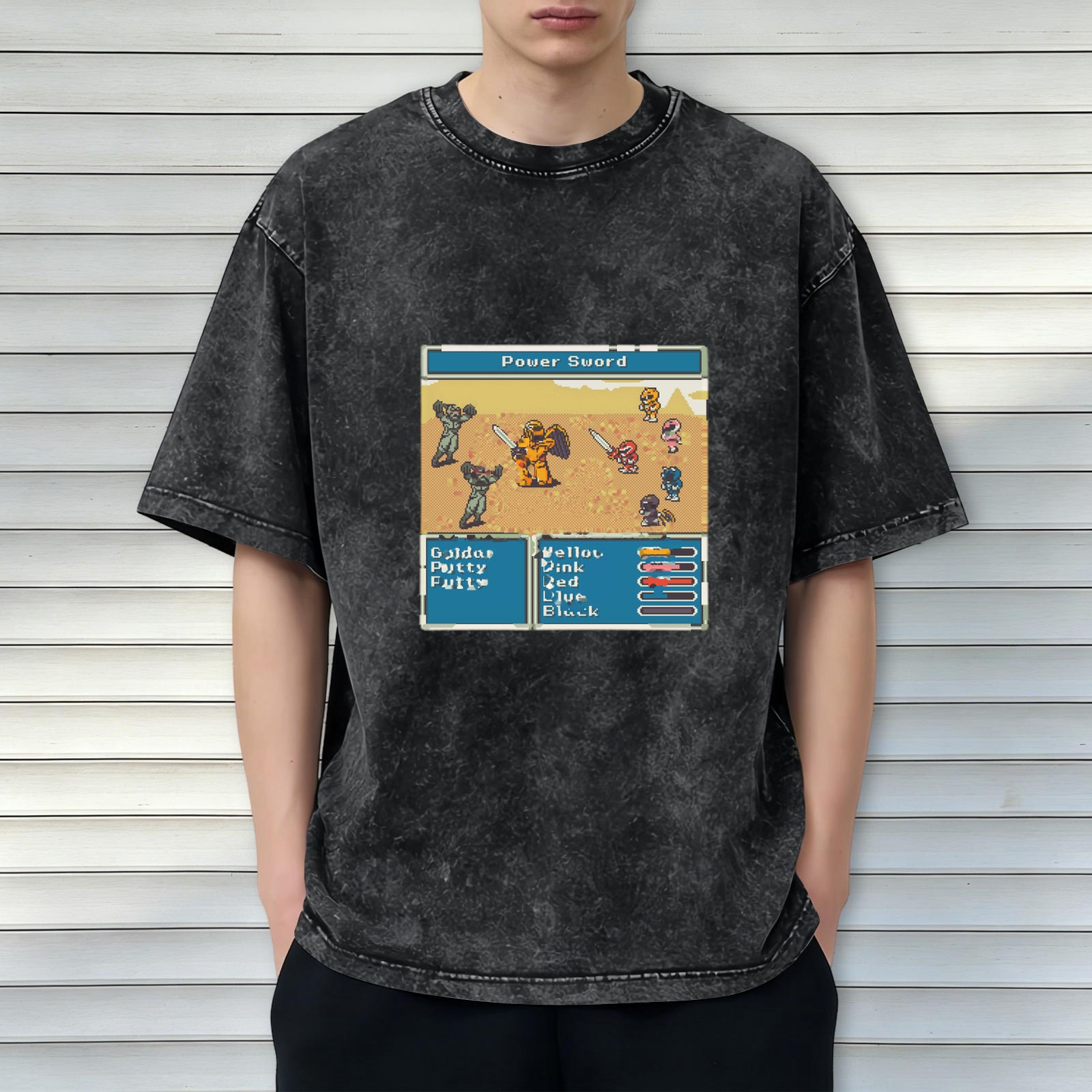 Vintage Power Rangers 8-bit Video Game Graphic T-Shirt