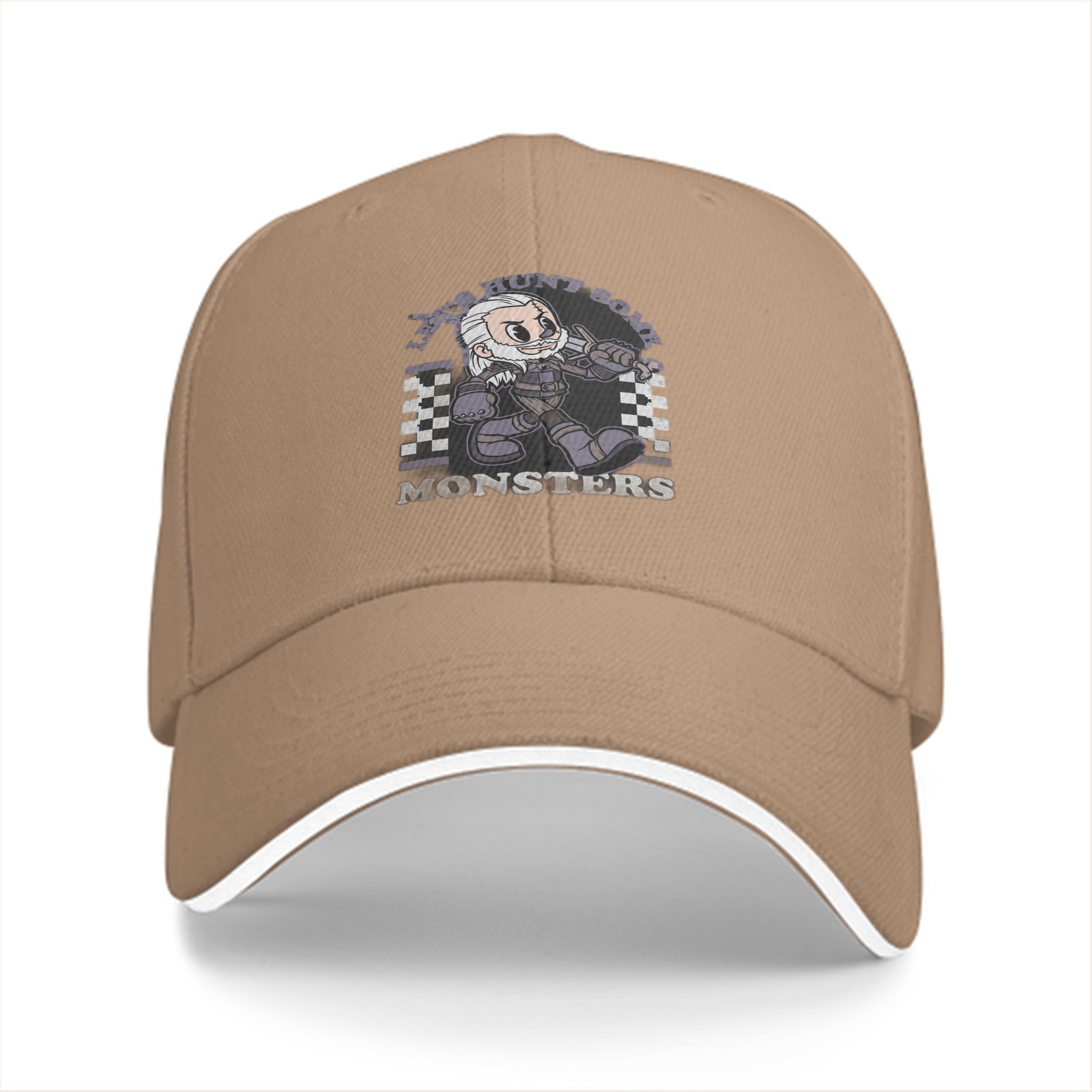 Black baseball cap with chibi witcher monster hunt graphic