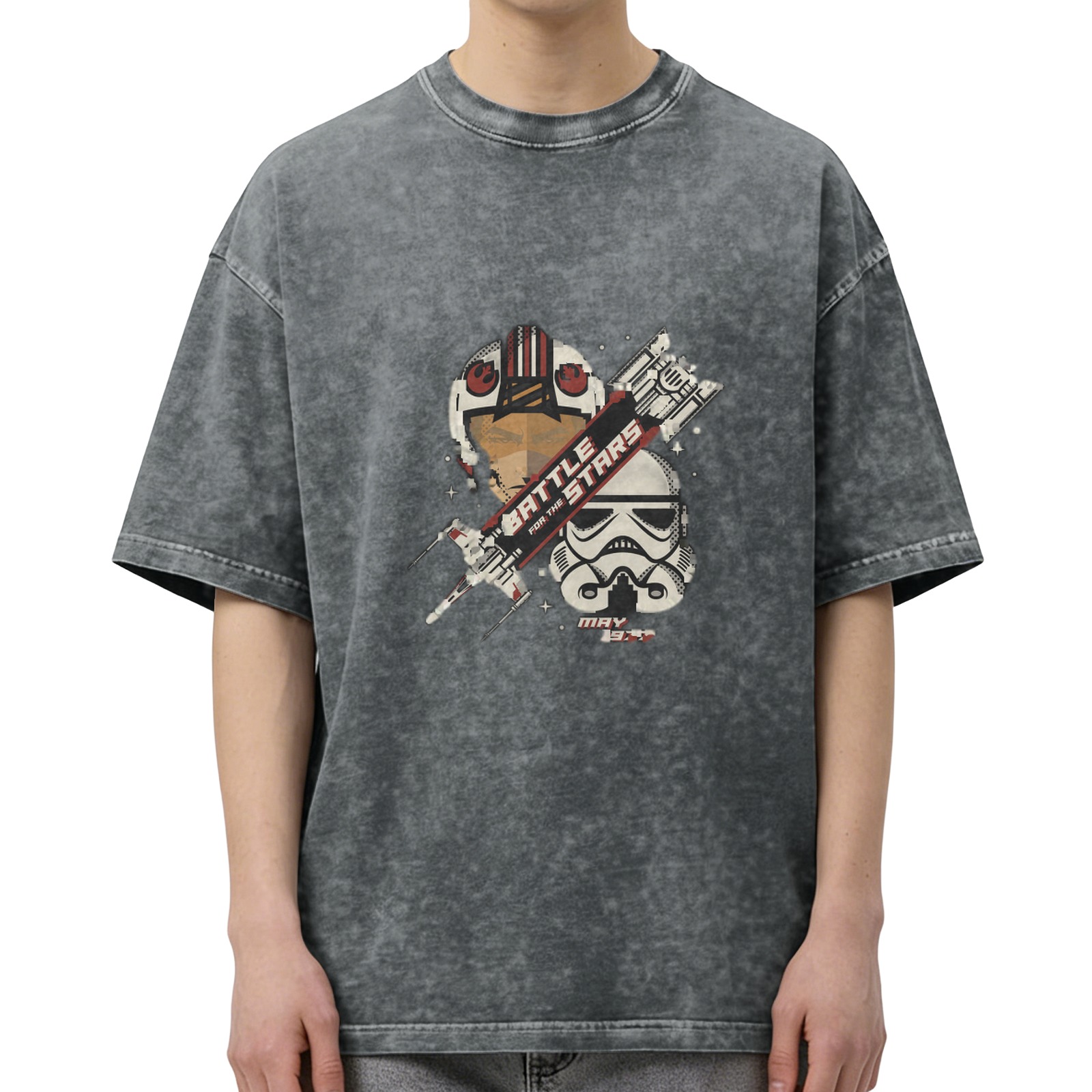 Star Wars Battle For The Stars Graphic Acid Wash T-Shirt