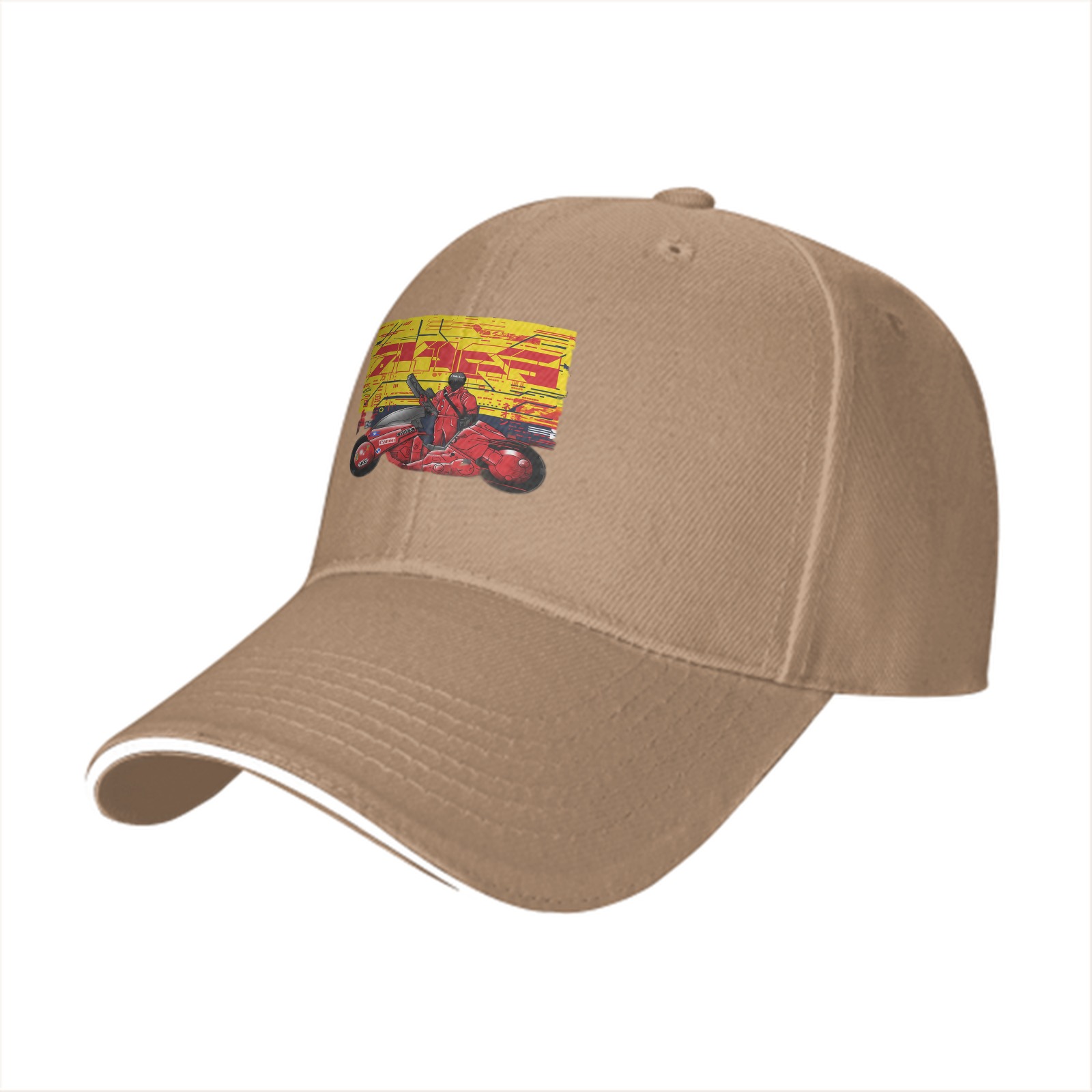 Black Baseball Cap with Anime Motorcycle Rider Graphic